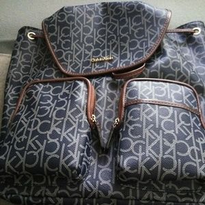 Navy blue and brown Calvin Klein Backpack